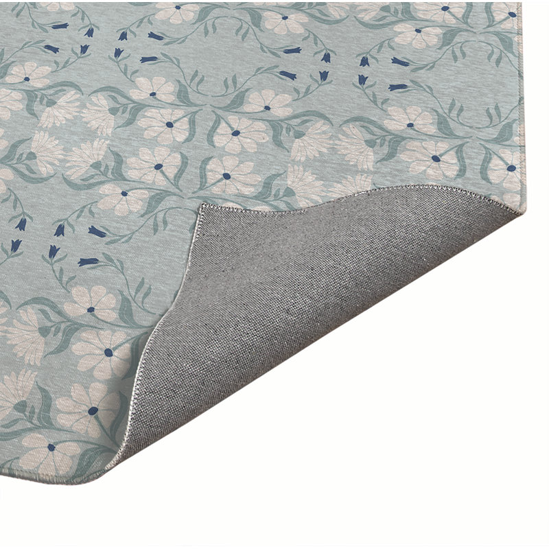 Tapis de bureau Groovy Flowers, L 24 po x P 36 po, Bleu