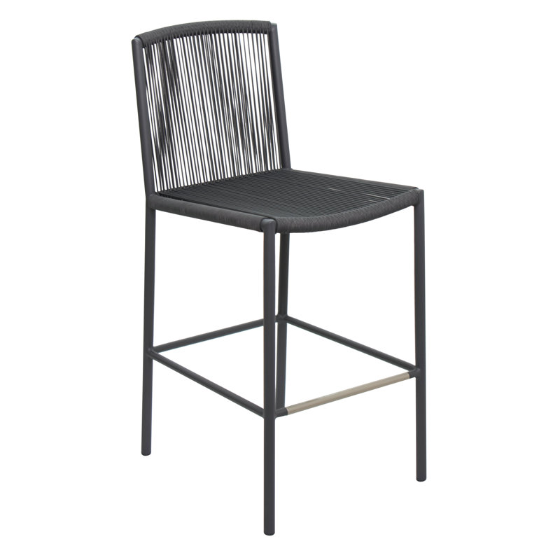 Archipelago Outdoor Bar Stool, Dark Gray/Dark Pebble, 28"