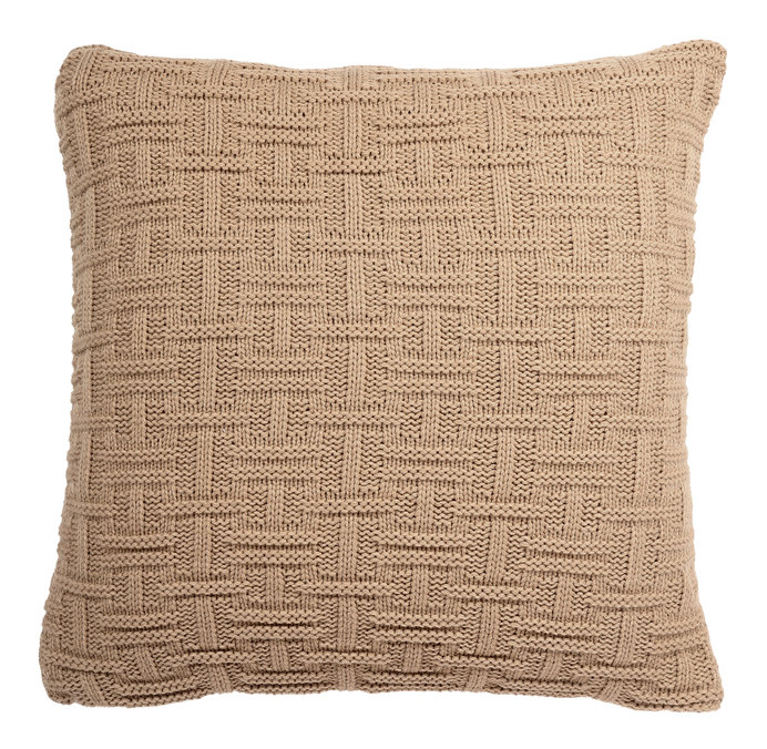 Coussin géométrique en tricot à motif géométrique, Beige foncé