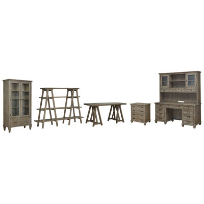 Desk With Lateral File Door Bookcase Bookshelf Credenza And Hutch