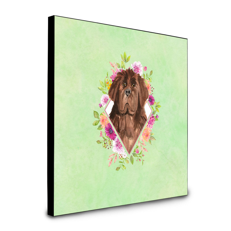 Panneau mural Dollman Flowers, Vert, Terre-neuve brun