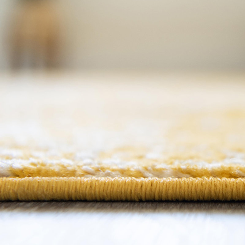 Tapis jaune tissé à la reine Reine, Tapis de couloir 2 pi 7 po x 12 pi