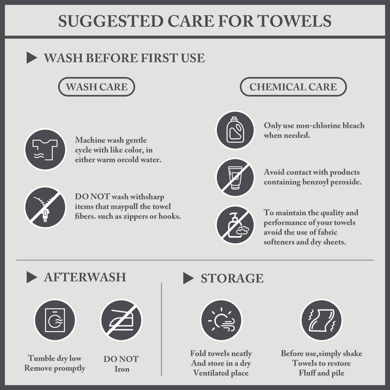 Turkish 100% Cotton Oversized Quick Dry Highly Absorbent Towel Set, Gray, 6 Piece Towel Set