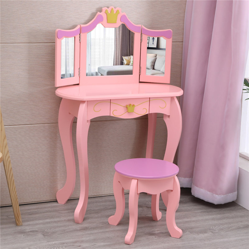 Ensemble de coiffeuse pour enfants avec miroir