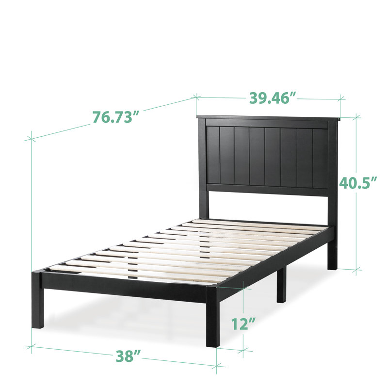 Lit plateforme en bois massif Aalke, Simple