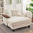 Corduroy Storage Armchair with Ottoman,Cup Holder,Bluetooth Speaker,USB Ports,180°Rotating Table Board-1024998966