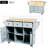 Kitchen Cart With 5 Smooth Wheels & Drop Counter, Grey Blue Storage Wheels, Countertop, For Functional-1932685767-1932685784