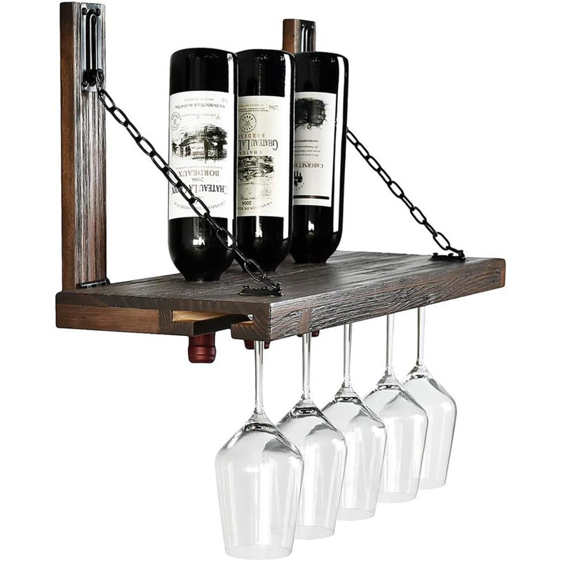 Wall Mounted Wine Rack With Glass Frame