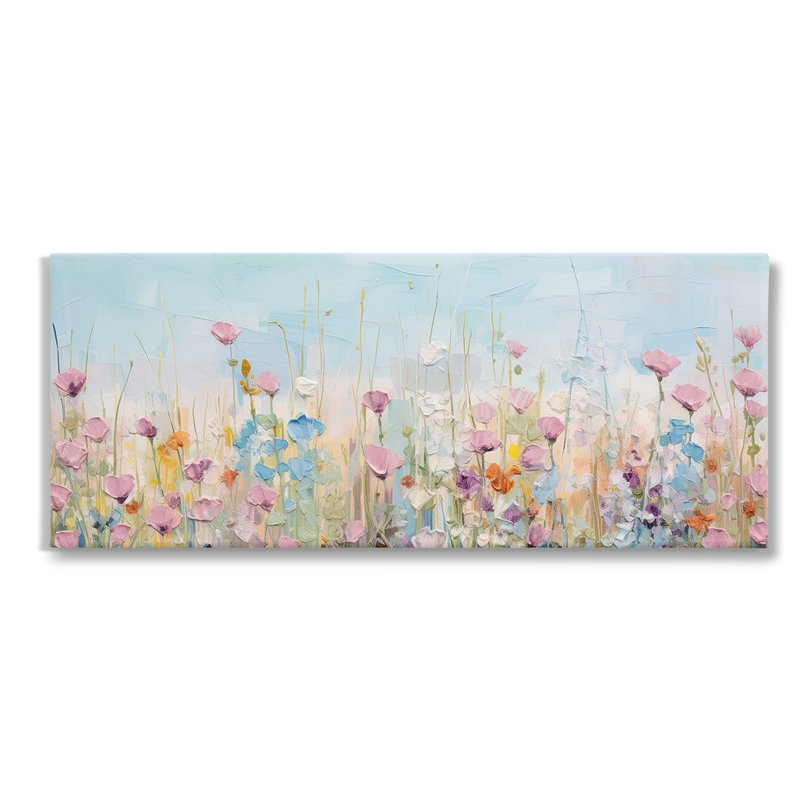 "Peaceful Wildflowers Meadow", art mural sur toile par Gina Kelly, H 17 po x l 40 po x P 1,5 po, Toile tendue