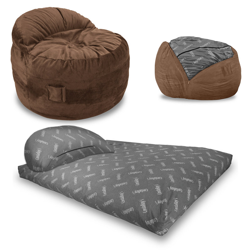CordaRoy's Chenille Nest Gaming Convertible Bean Bag Chair, Small (Full), Espresso Chenille