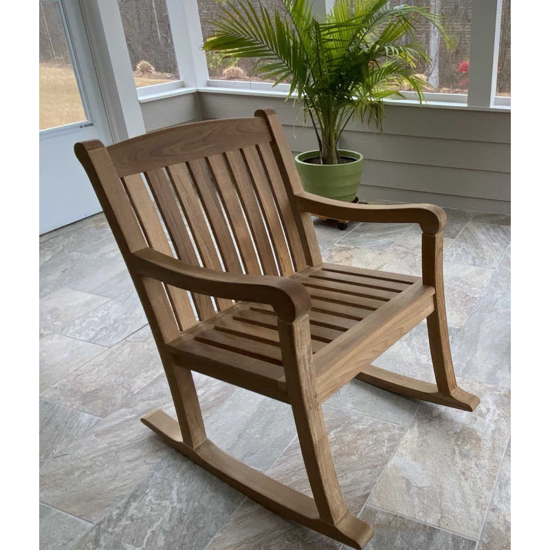 Chaise berçante d'extérieur en teck Nelvin