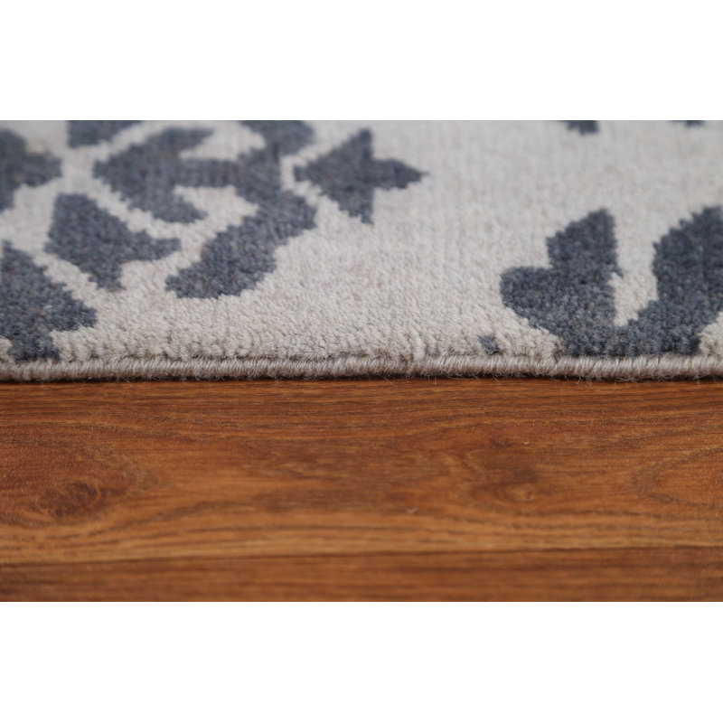Tapis unique en laine noué à la main gris / noir nouvel âge 8 pi x 9 pi 10 po