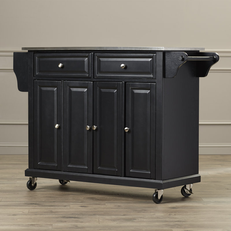 Haslingden Kitchen Island, Black/Brushed Nickel