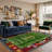 Avalon Modern Machine Washable Football Pitch / Sage Indoor Area Rug With Non-Slip Backing-128992090