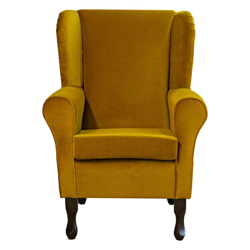 74cm Wide Tufted Velvet Wingback Chair, Gold