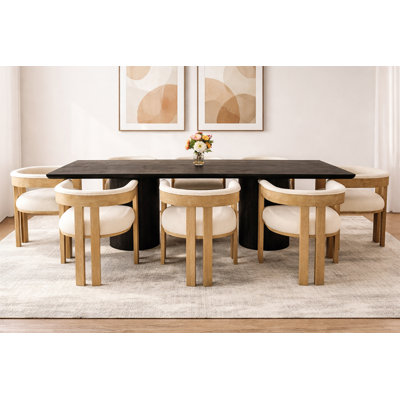 Ensemble de table de salle à manger 96 po avec 8 chaises ivoire Sullivan
