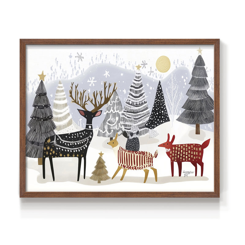 Art de Noël - XLI - Reproduction encadrée - Restickable, H 22 po x l 28 po, Noyer