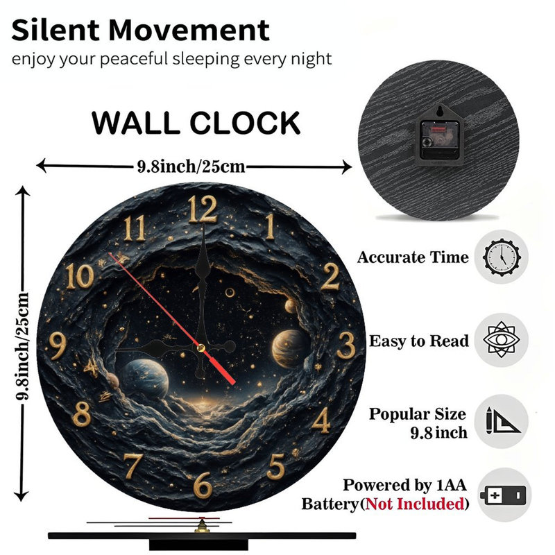 Horloge cosmique avec planètes