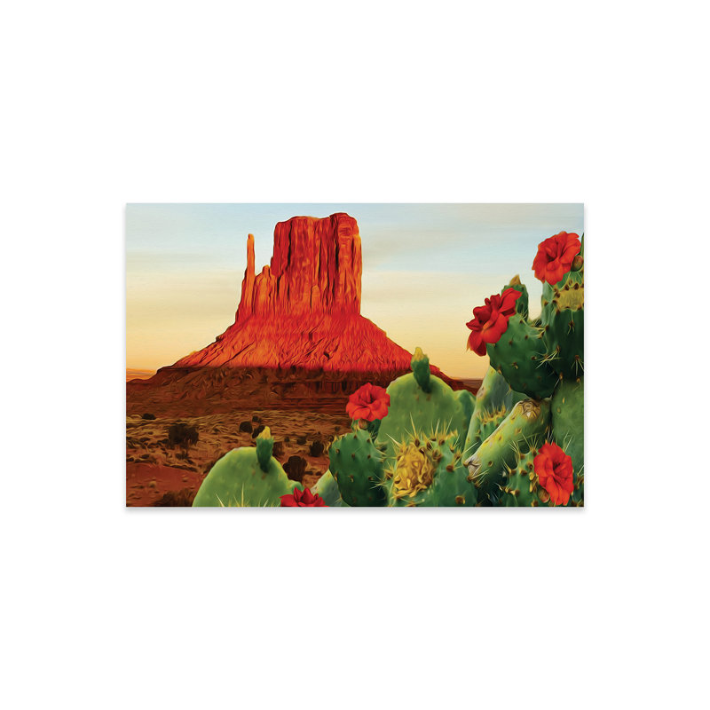 Cactus en fleurs au Texas, impression sur verre acrylique, H 16 po x l 24 po x P 0,25 po
