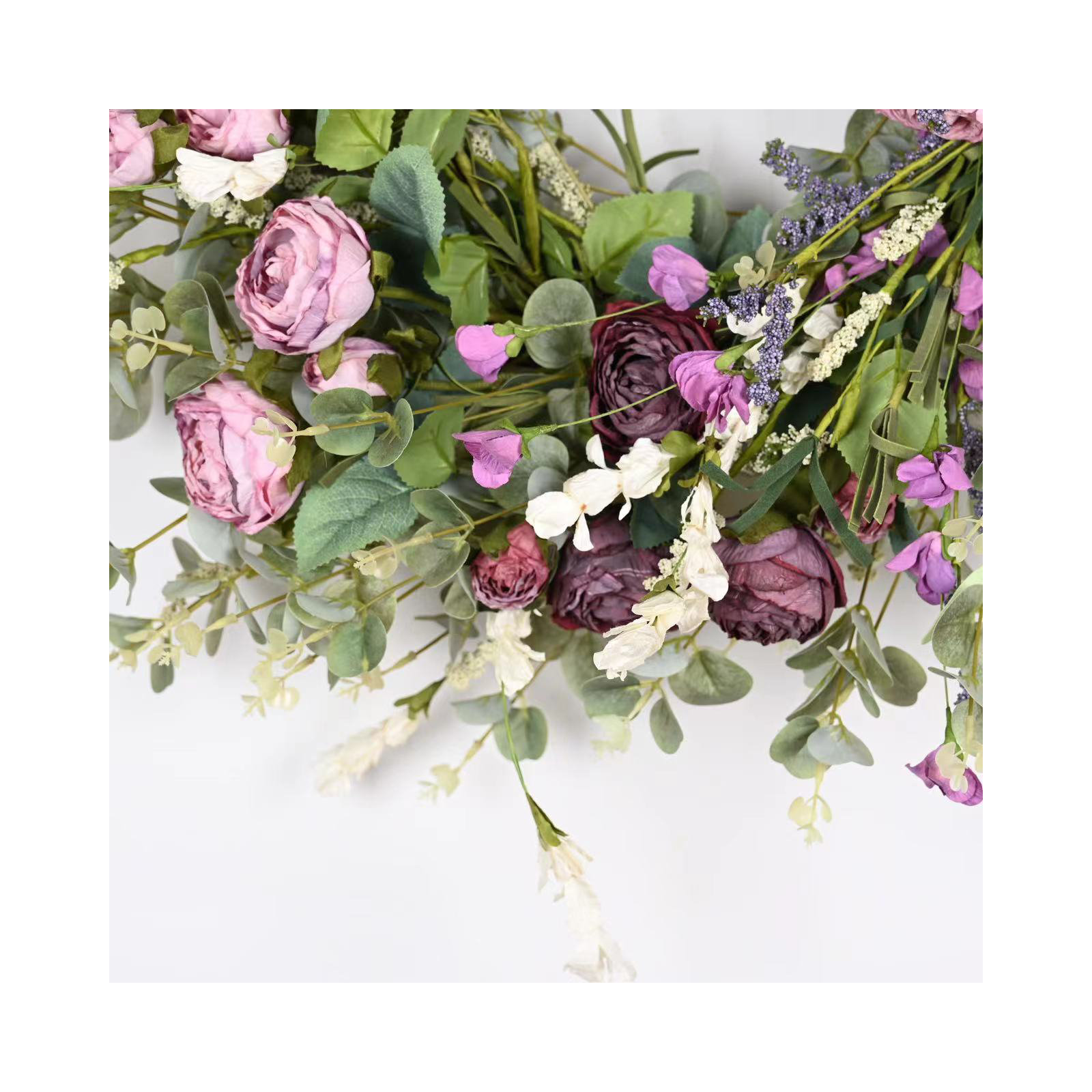 26" W Artificial Wreath , Green/Purple