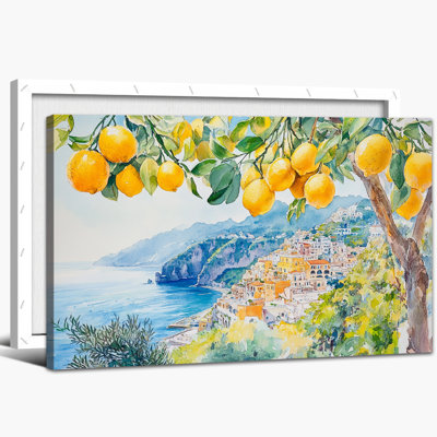 Art mural citron, art mural citron sur toile, images de citron italien pour la cuisine, fruits méditerranéen, art mural rétro pour affiche de cuisine, impression encadrée pour mur 24 po x 36 po