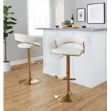 Swivel Upholstered Adjustable Height Counter Stool with Metal Frame
