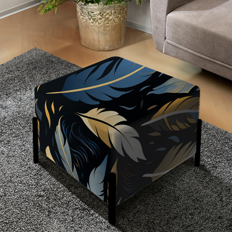 Feather Tribal Fusion I - Abstract Square Ottoman