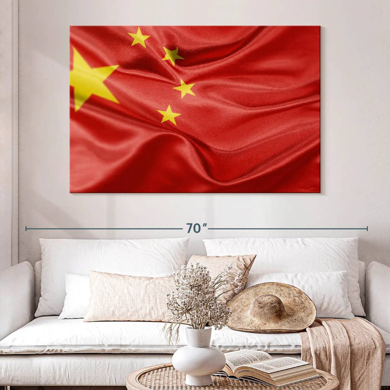 Creased Chinese Flag, 34" H x 51" W