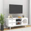 Meuble télé moderne avec plusieurs options de rangement et fabrication robuste