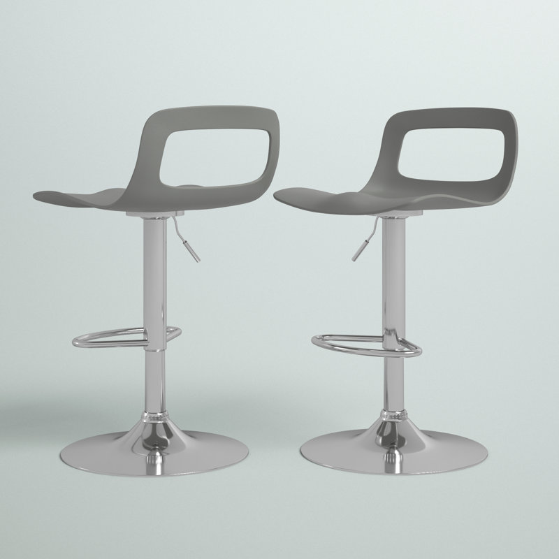 Tabouret de bar rotatif à hauteur ajustable avec dossier bas Dressler, ensemble de 2, Gris