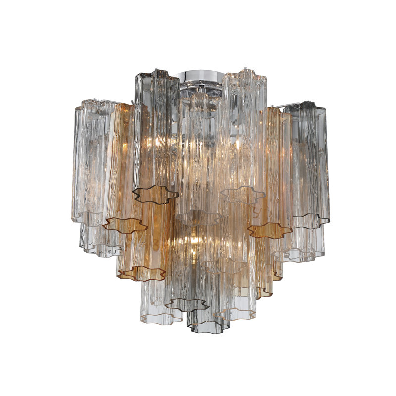 Glass Semi Flush Mount, Polished Chrome