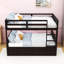 Lit superposé double avec lit gigogne simple et garde-corps-728518718