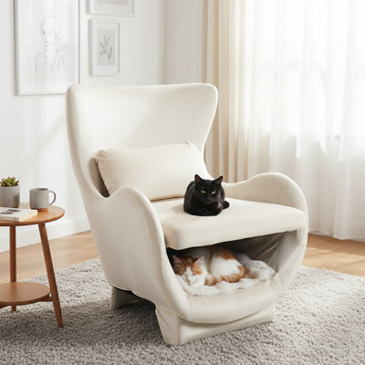 Fauteuil d'appoint moderne 27 pouces en velours blanc Performance