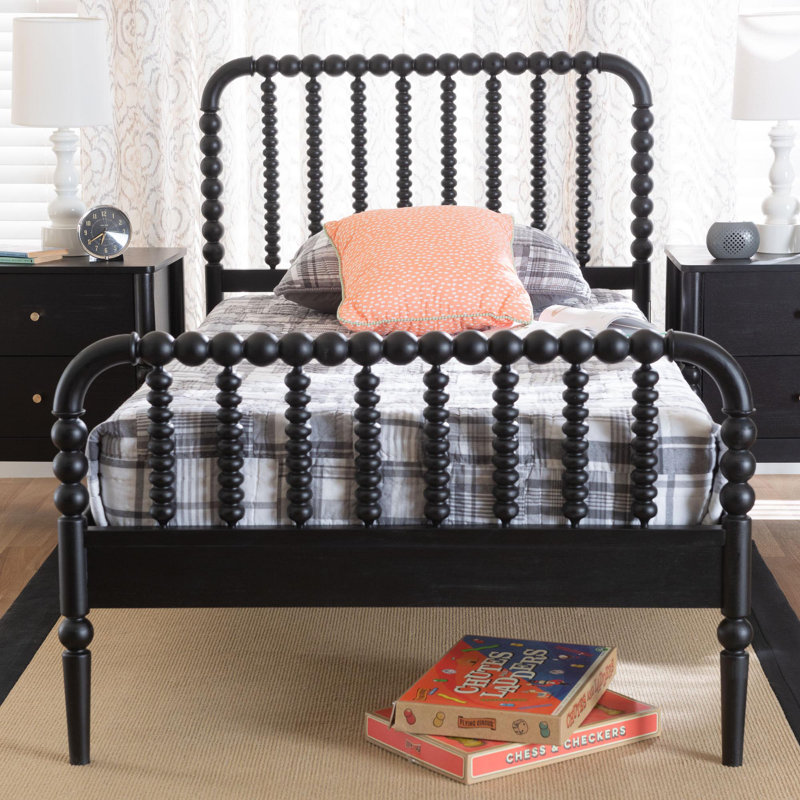Lucera Mid-Century Bobbin Bed, Black, Twin