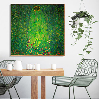 Framed Canvas Giclee Print The Sunflower By Gustav Klimt Wall Art Living Room Home Office Decorations(Wood Color Slim Frame,28""X28"") -  Red Barrel StudioÂ®, CB81001169D941A682D78EEA01A7C6D1