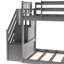 Lit superposé simple au-dessus d'un lit simple avec glissière convertible et escalier en bois massif pour enfants adolescents, gris-1737758151