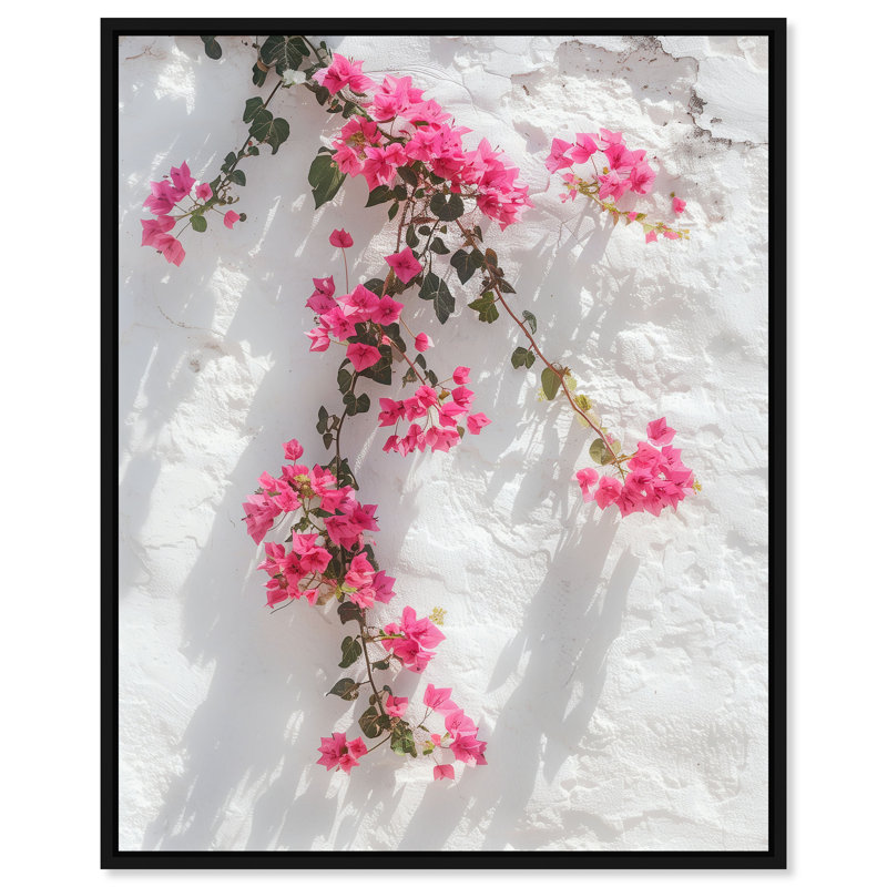 Santorini Blush Print by Oliver Gal, 31"H x 37"W, Black Floater Frame