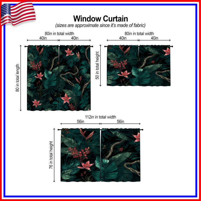 Rideaux de fenêtre Lush Tropical, 40 po x 52 po - 2 panneaux, Room Darkening