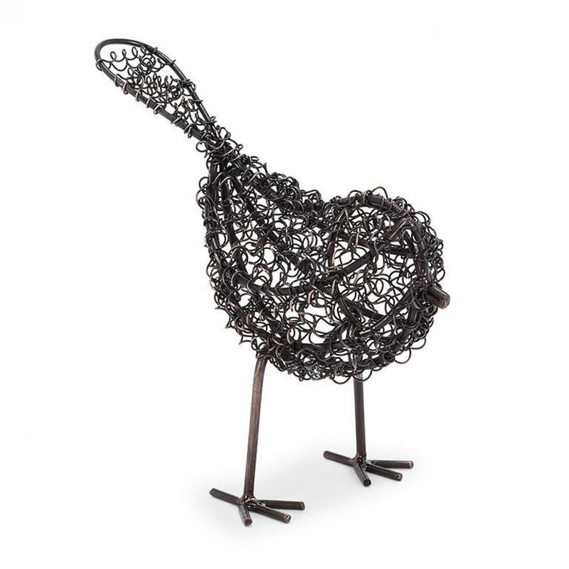 Figurine d'oiseau bouclé tissé debout