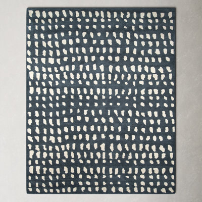 Glory Dark Blue Ivory Hand-Tufted Wool Rug