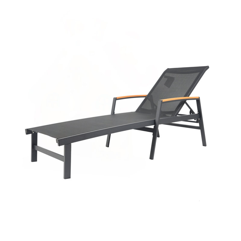 Chaise longue en maille d'aluminium avec inclinaison à 5 positions