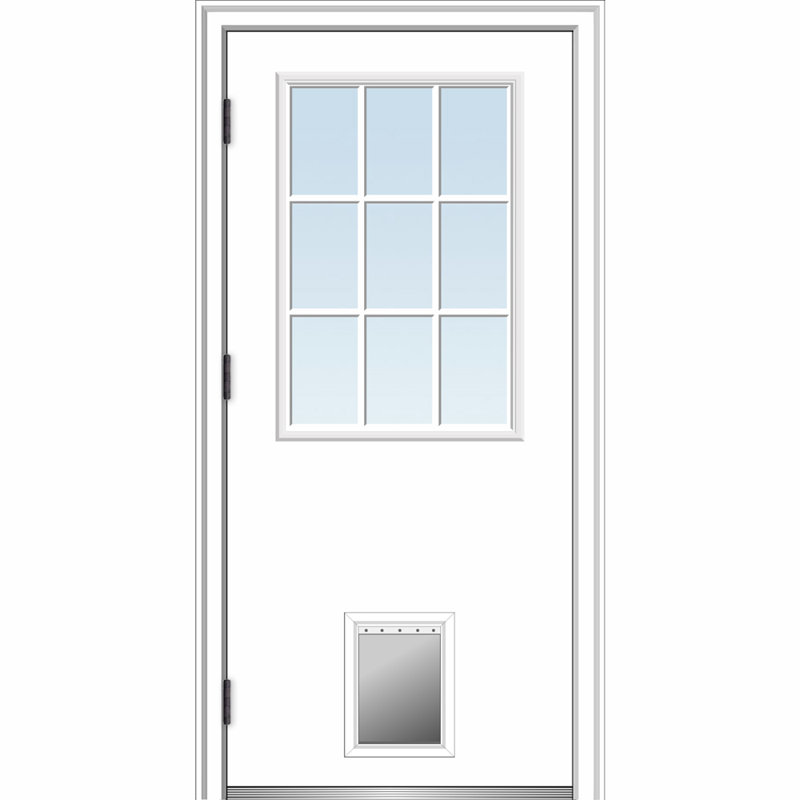 Primed Fiberglass Prehung Front Entry Door with Clear Glass
