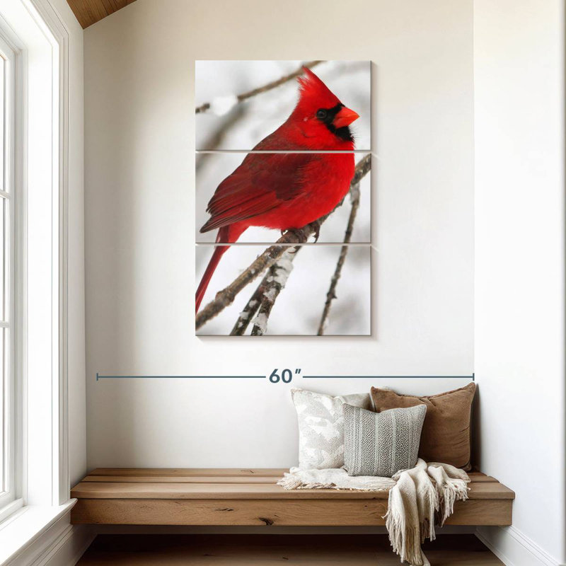 Brampt Birch Tree And Cardinal, 45" H x 28" W