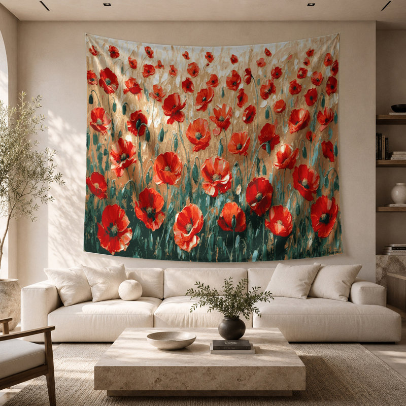 Tapisserie murale «Botanical Poppies», 68 po x 80 po
