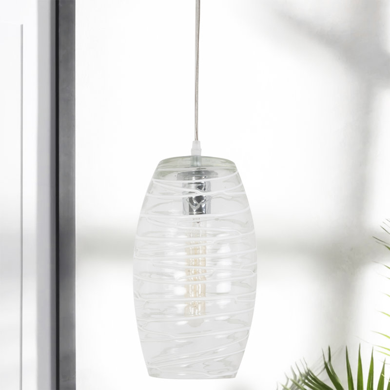 Luminaire suspendu 1 lumière Aref avec verre soufflé à la main pour salle à manger ou îlot de cuisine Aref, Blanc