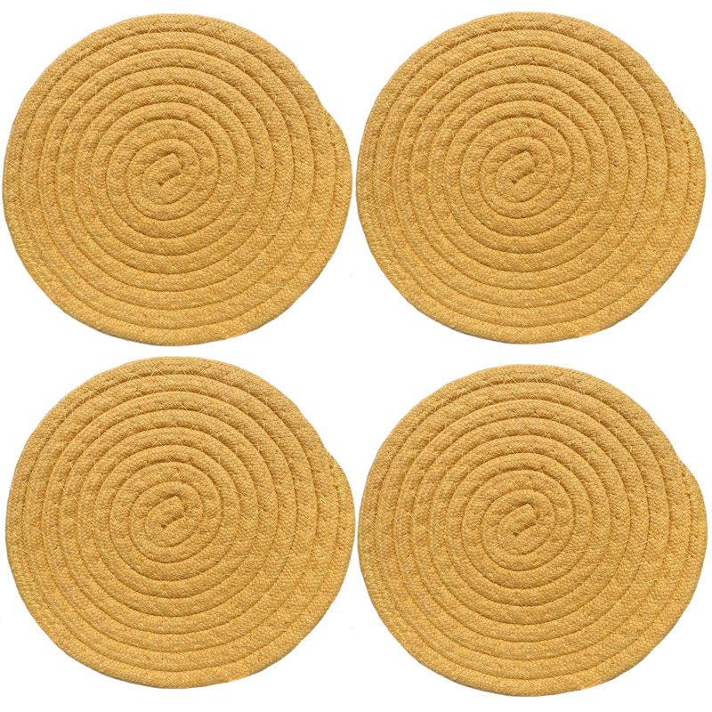 Polyester Round 4 Piece Trivet Set, Silver