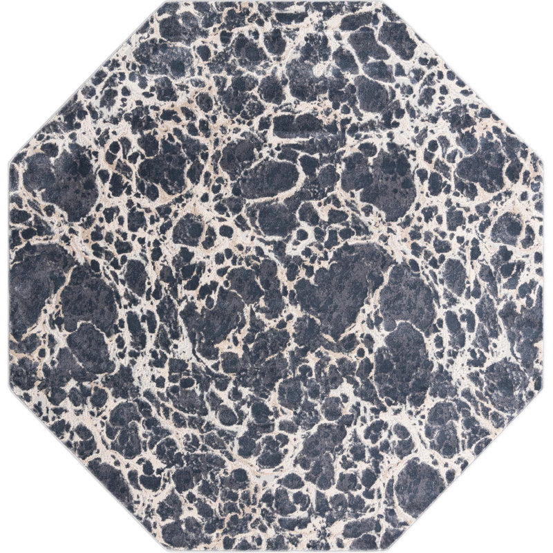 Tapis contemporain Araceli couleur galet, Octogone 7 pi