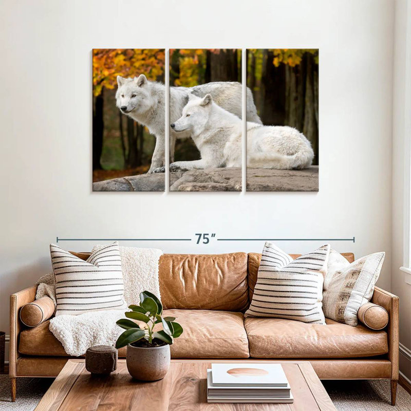 Brampt A Pair Of Arctic Wolves, 36" H x 57" W