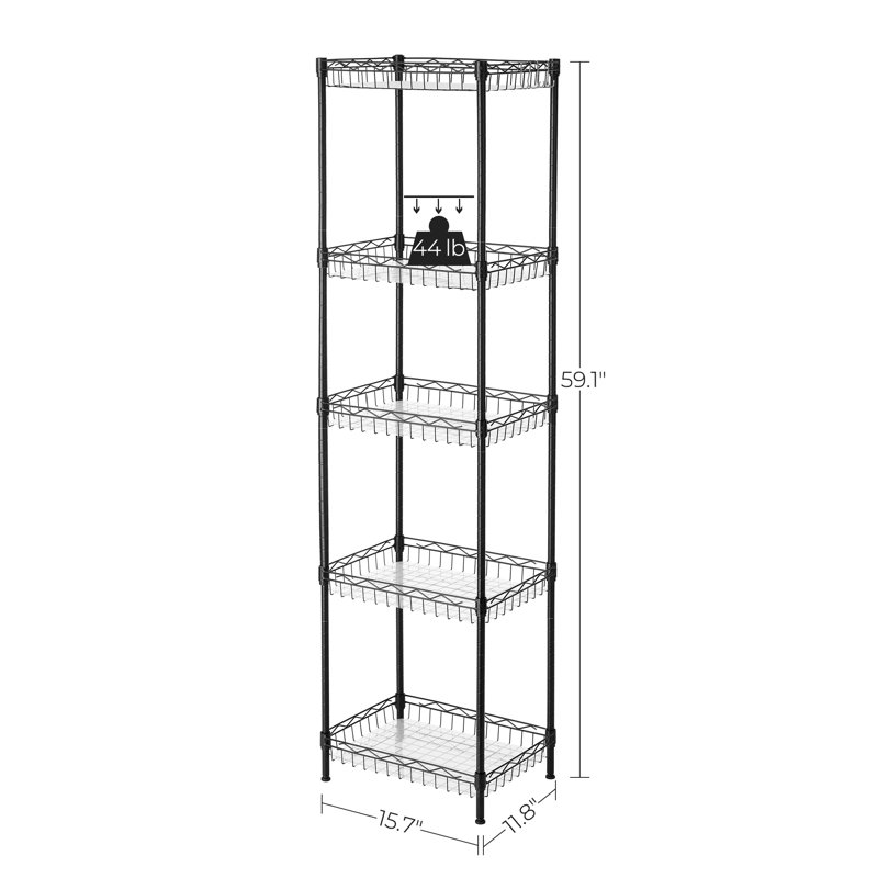 Amasya 40cm W Metal Height -Adjustable Shelving Unit, Black