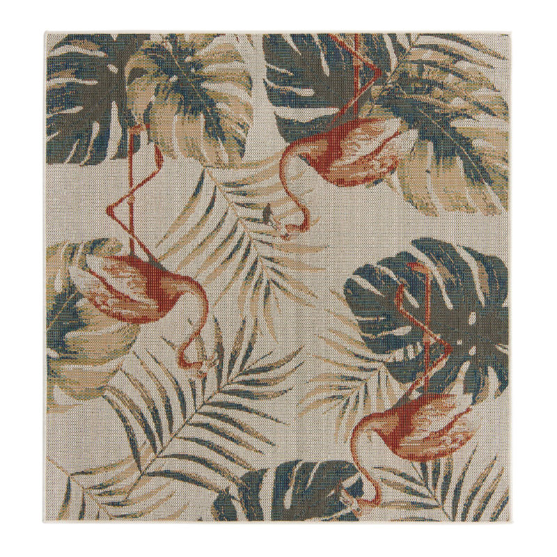Sherwin Floral Indoor / Outdoor Rug, Square 5'3"